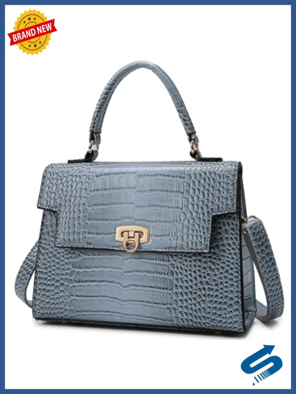 Structured Vegan Leather Satchel Handbag w/ Top Handle Crossbody Shoulder Bag,